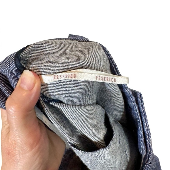 PESERICO Tailored 100% Linen Wide Leg Pleated Cuffed Trousers - Picture 13 of 13